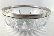 Vintage crystal serving bowl with silver rim
