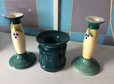 2 candle sticks & oil burner
