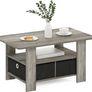 FREE EXPRESS SHIPPING Andrey Coffee Table with Bin Drawer, French Oak/Black Image 4