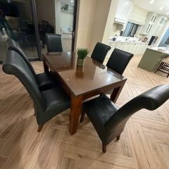 Dining table & 6 leather chairs