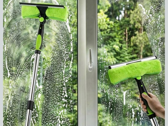 3M Window Cleaning Equipment with 400ML Window Cleaner, 2 in 1 Window Cleaning Kit with Window Squeegee and Microfiber Cloth for Indoor/Outdoor High Window