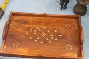 Beautiful Old Brass Inlaided Tray