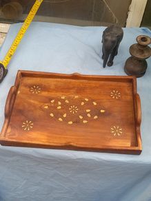 Beautiful Old Brass Inlaided Tray