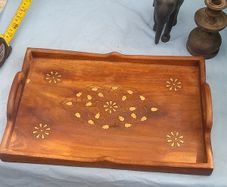 Beautiful Old Brass Inlaided Tray