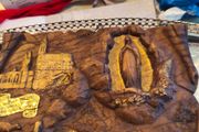 Vtg Wood Wall Plaque Carved Depicting Apparitions of Virgin Mary to Bernardette