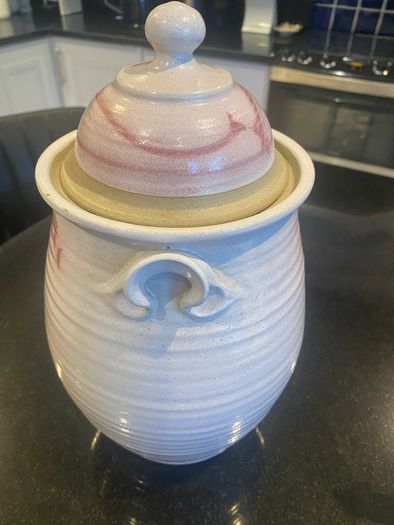 Beautiful very  Tall  12 inch Ceramic lidded pot