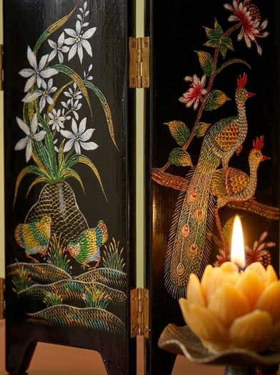 Antique oriental folding screen