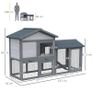 Wooden Rabbit Hutch Outdoor, Double Tier Guinea Pig Hutch, Small Animal House Water-Resistant Roof Ramp Image 2
