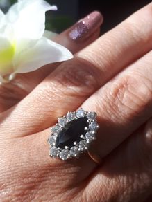 Vintage Gold Sapphire Cluster Ring