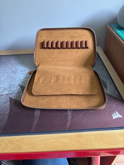 Galen Leather 20 pen zip storage case Crazy Horse leather