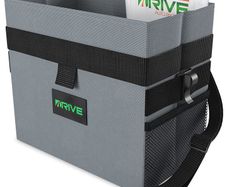 Drive Auto Products Car Bin  Medium Rubbish Binsfor Stowing and Tidying w/ DisposableLiners and Adjustable Black Strap Car Accessories