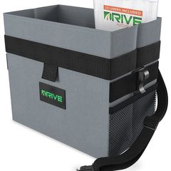 Drive Auto Products Car Bin  Medium Rubbish Binsfor Stowing and Tidying w/ DisposableLiners and Adjustable Black Strap Car Accessories