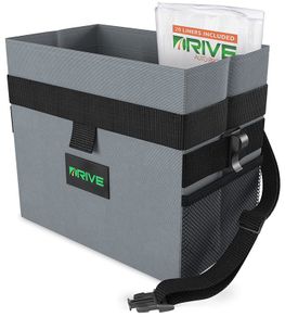 Drive Auto Products Car Bin  Medium Rubbish Binsfor Stowing and Tidying w/ DisposableLiners and Adjustable Black Strap Car Accessories