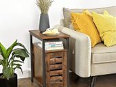 Side Table, Multipurpose Storage Cabinet with 2 Shelves, Adjustable Shelf, Steel Frame, 30 x 50 x 60 cm, Living Room Office, Industrial Style, Rustic Brown