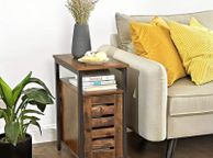 main image for ad Side Table, Multipurpose Storage Cabinet with 2 Shelves, Adjustable Shelf, Steel Frame, 30 x 50 x 60 cm, Living Room Office, Industrial Style, Rustic Brown