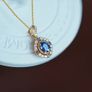 Blue Stone Crystal Gold Tone Pendant Necklace Image 2