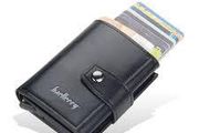 RFID Blocking Business Card Case - Genuine Leather Credit Card Holder Wallet with Gift Box, Minimalist Design