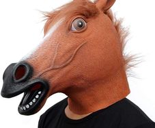 Horse Mask Realistic Animal Full Head Latex Mask for Halloween Carnival Costume Party