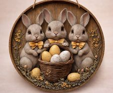 Rustic Bunny Easter Wall Hanging Ornament- Free Post