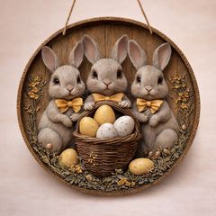 Rustic Bunny Easter Wall Hanging Ornament- Free Post