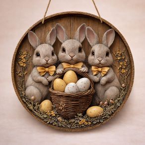Rustic Bunny Easter Wall Hanging Ornament- Free Post