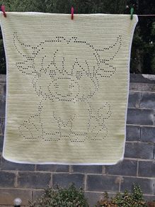 Filet crochet highland cow
