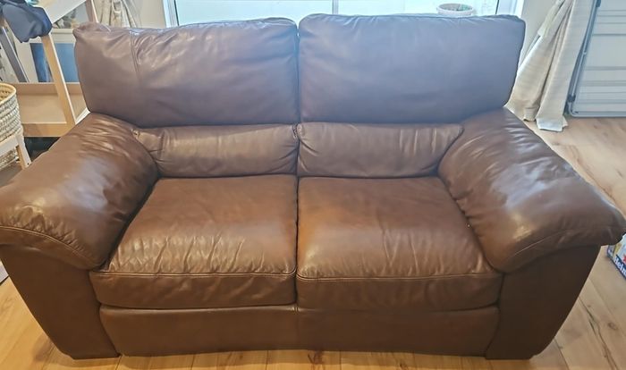 Brown Leather Sofa Set of 3x