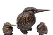 Kingfisher birds x 3 - Bronze
