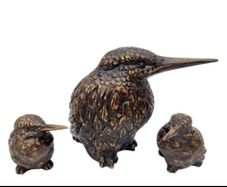 Kingfisher birds x 3 - Bronze