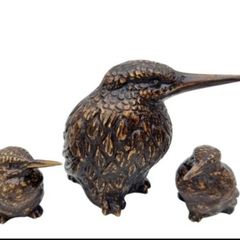 Kingfisher birds x 3 - Bronze