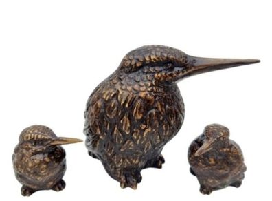 Kingfisher birds x 3 - Bronze