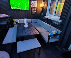Outdoor table corner recliner chair and seats set