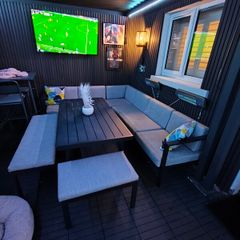 Outdoor table corner recliner chair and seats set