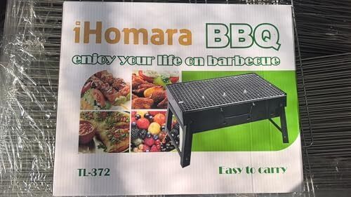 BBQ Barbecue Grill, Portable Foldable Charcoal Grill for Outdoor, Stainless Steel BBQ Tabletop Smoker for Picnic, Garden, Terrace, Camping, Travel, Hiking