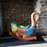 Hand carved rocking swan Image 2