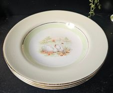 Vintage Arklow Pottery  "SWANLAKE" Rimmed Soup Bowls x 3