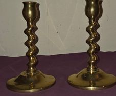 Matching pair of Solid Brass Twisted Candle Holders