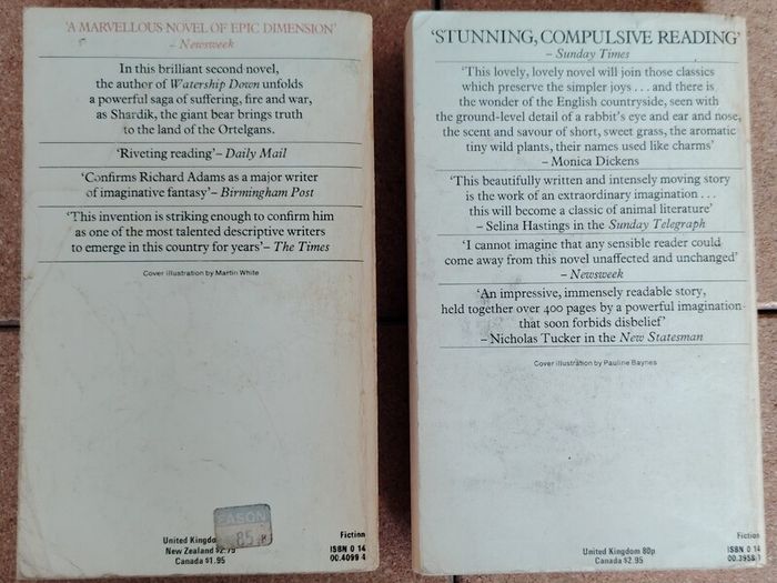 Richard Adams 1976 Vintage Penguin Paperback Set (Watership Down & Shardik)