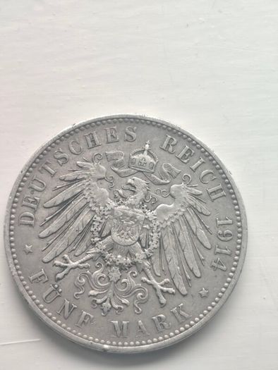 1914 Funf Mark Silver coin