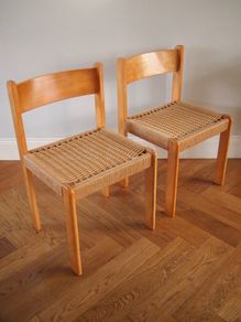 Vintage Habitat Chairs 1970s Mid Century Retro Papercord Denmark