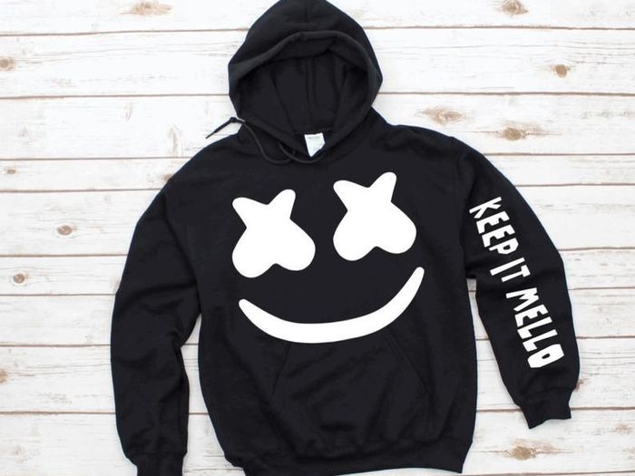 MARSHMELLO hooded sweatshirt for Youth and Adult, Marshmello Inspired Hoodie in Black