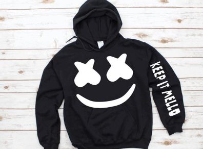 MARSHMELLO hooded sweatshirt for Youth and Adult, Marshmello Inspired Hoodie in Black