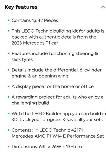 New unopened Lego Technic Mercedes-AMG F1 W14 E Performance