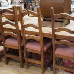 Large Rustic Mexican Pine Dining Set - Table & 8 Chairs