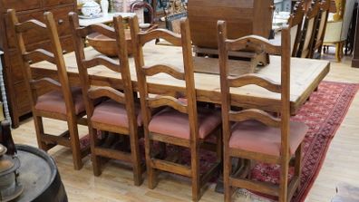 Large Rustic Mexican Pine Dining Set - Table & 8 Chairs