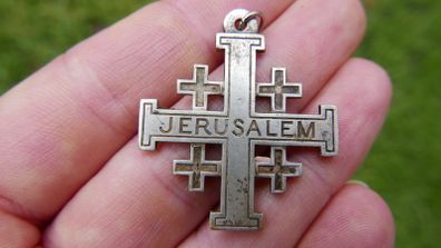 Vintage Silver 'JERUSALEM' Cross Pendant