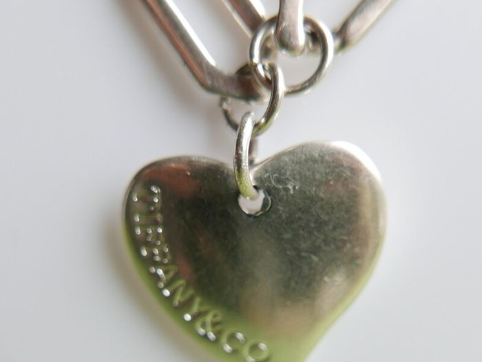 Vintage Tiffany & Co Extremely Long Heavy Chain Heart Tags Pendant In Sterling Silver 925 Length 38" Weight 67,30g