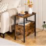 2 Side Tables, Narrow Bedside Rustic Brown Image 6