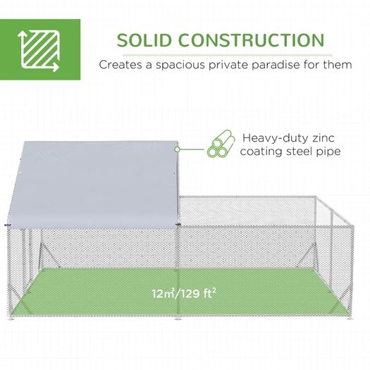 Walk-In Chicken Run, Hen House, with Roof, for Ducks, Chickens, Rabbits