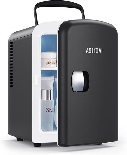 MASSIVE SALE Mini Fridge 4 Litre, 6 Can Portable AC+DC Power Cooler & Warmer, for Bedrooms, Cars, Offices; Skincare, Makeup, Cosmetics, Food